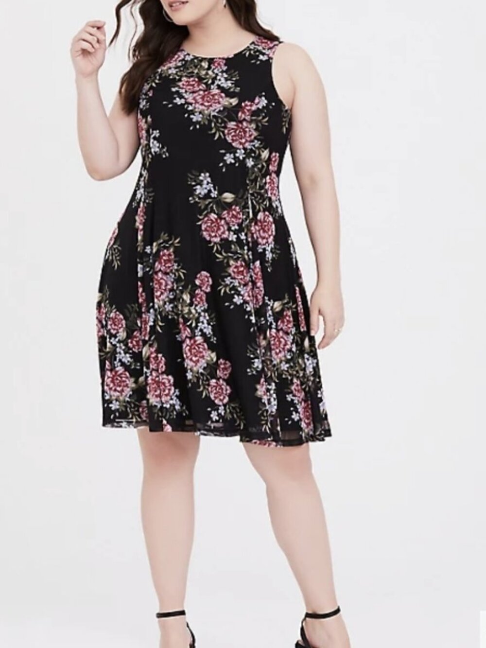 Torrid Black Floral Trapeze Dress - 3X